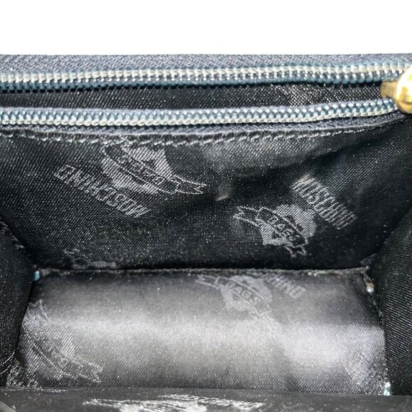 Moschino Women’s Light Blue Leather Gold Logo Hardware Structured Clutch Handbag - Picture 13 of 16